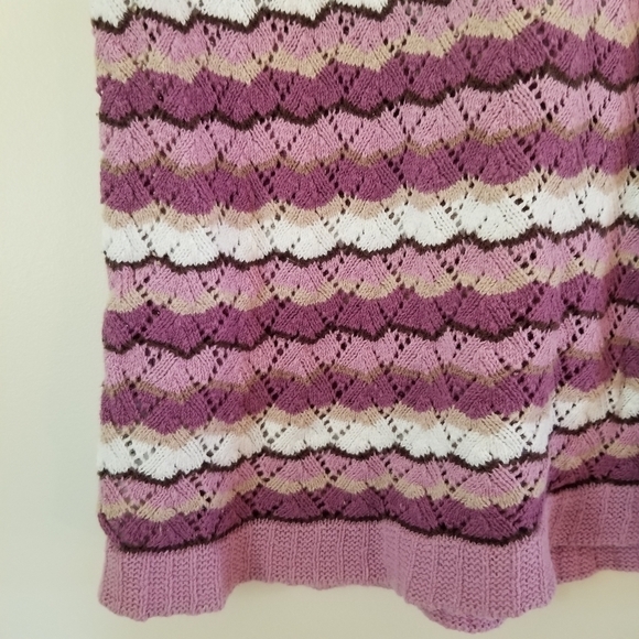 Traditions Grandmacore Crochet Striped Top Size L- 14 100% Cotton - Picture 3 of 9